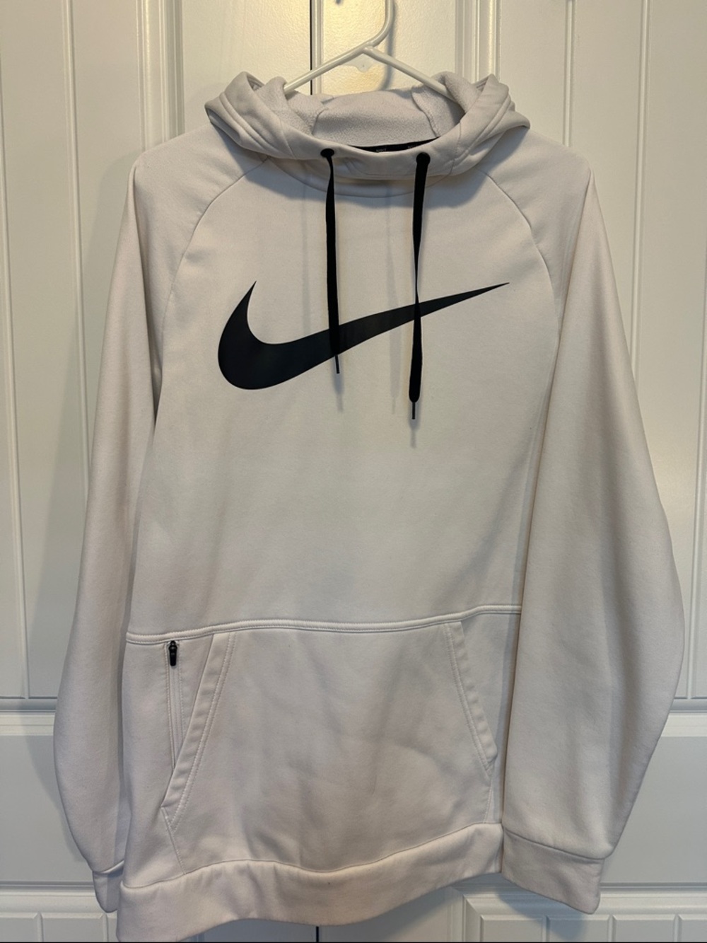 Nike White Pullover Hoodie with Black Swoosh